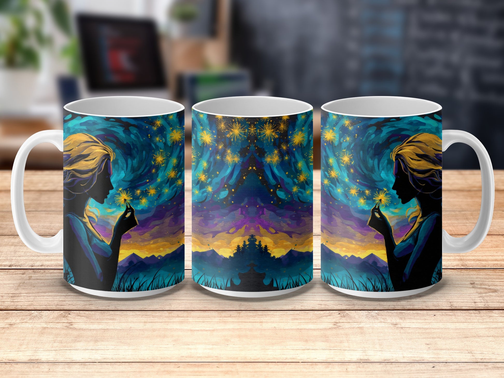 Colorful Fantasy Art Mug, Whimsical Nature Scene, Unique Gift for Art Lovers, Vibrant Coffee Cup