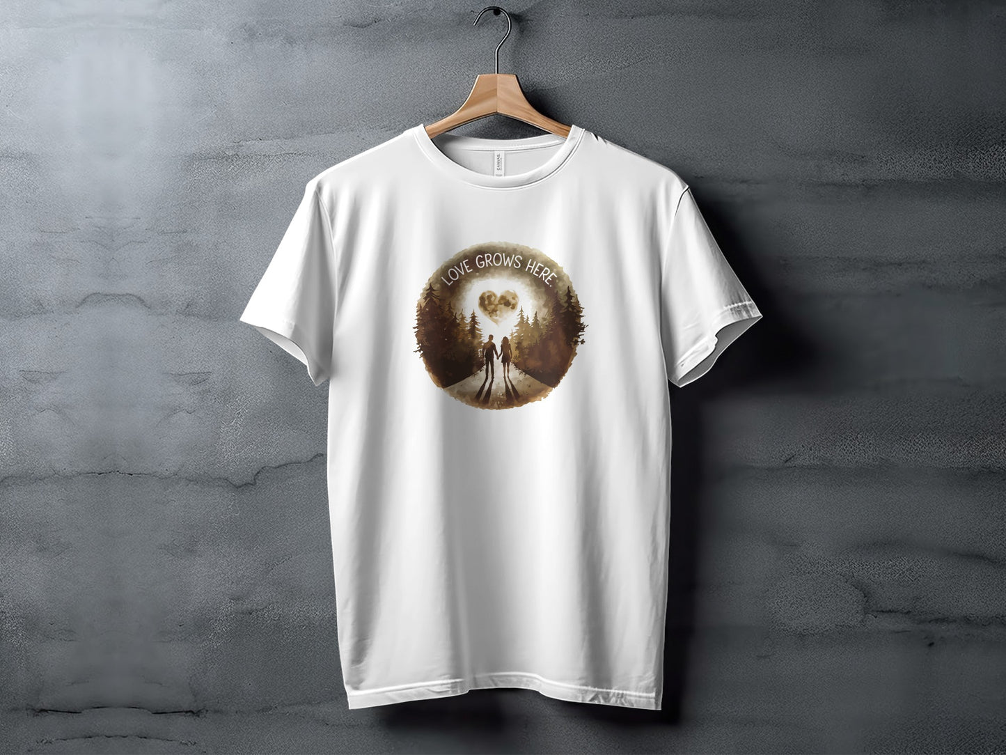 Romantic Artwork Love Grows Here Graphic T-Shirt Product