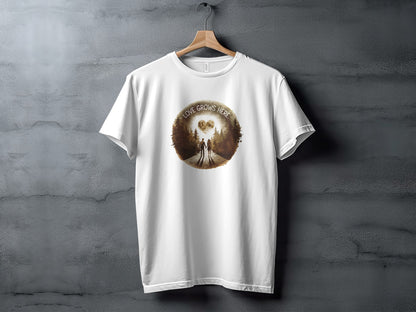 Romantic Artwork Love Grows Here Graphic T-Shirt Product