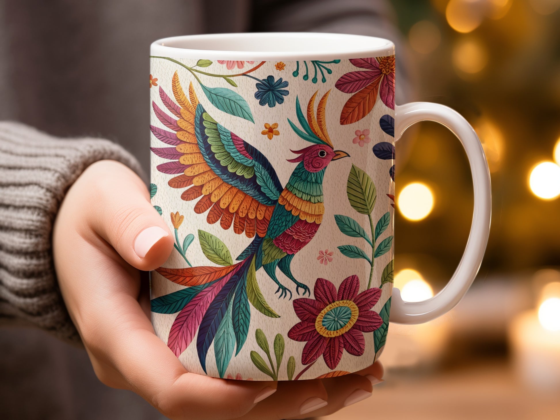 Colorful Bird and Floral Design Coffee Mug product
