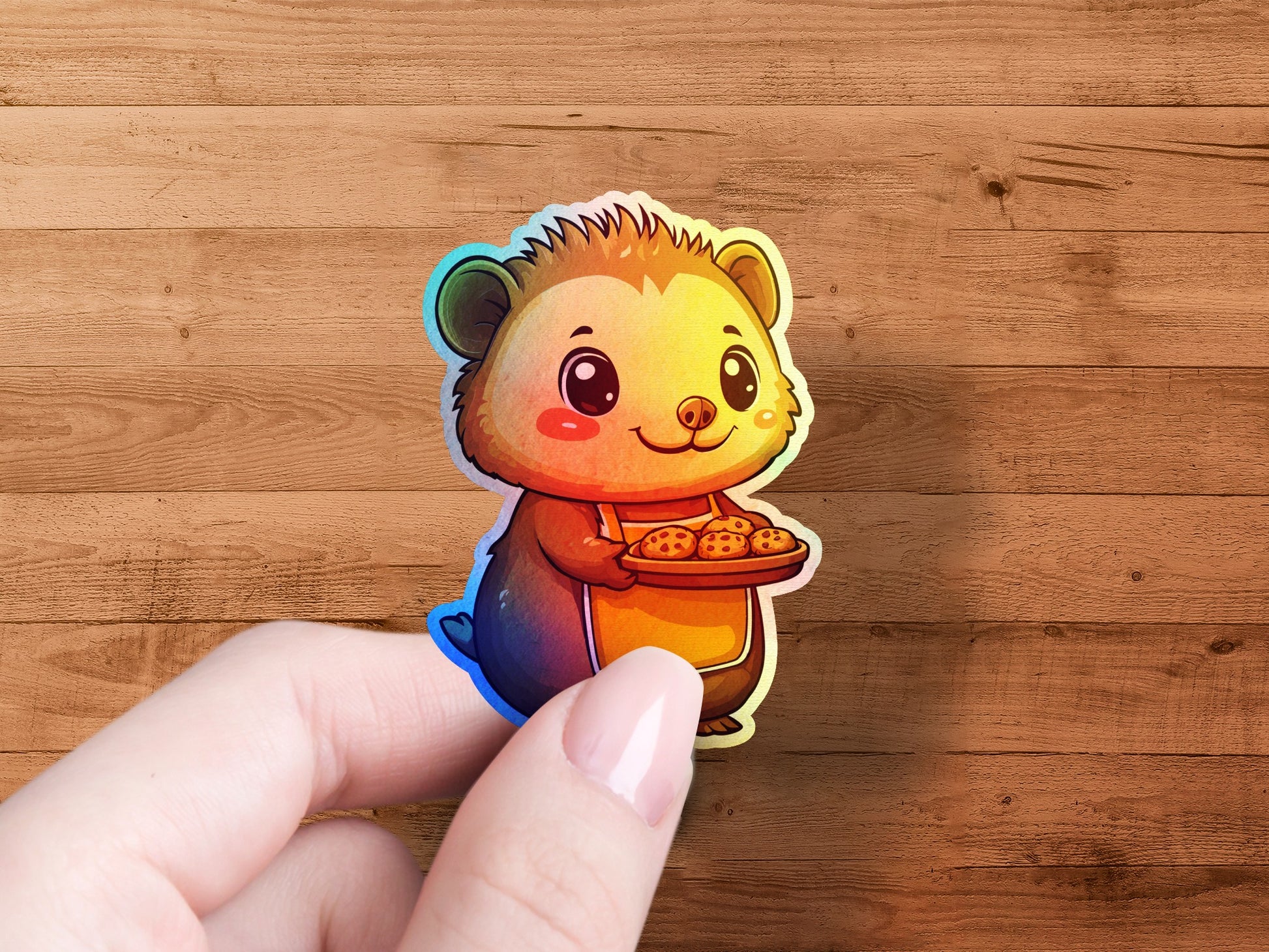 Cute Hedgehog Holding Cookies Sticker product type