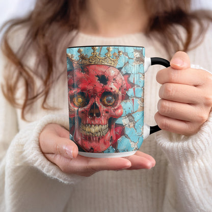 Vibrant Red Skull with Crown Graphic Print Mug product