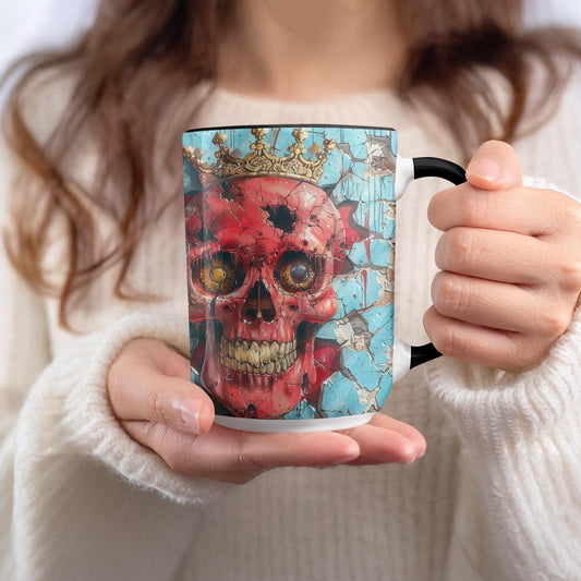 Vibrant Red Skull with Crown Graphic Print Mug product