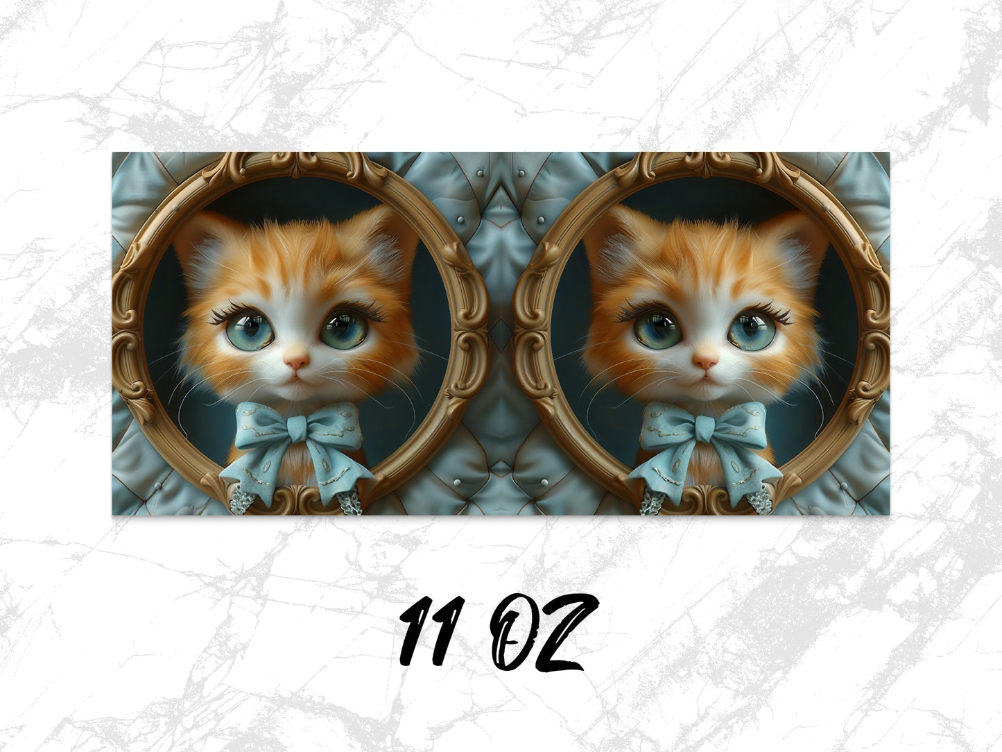 Vintage Style Cat Art Mug, 11oz Cute Kitten Coffee Cup, Unique Cat Lover Gift, Framed Kittens Drinkware, Antique Design