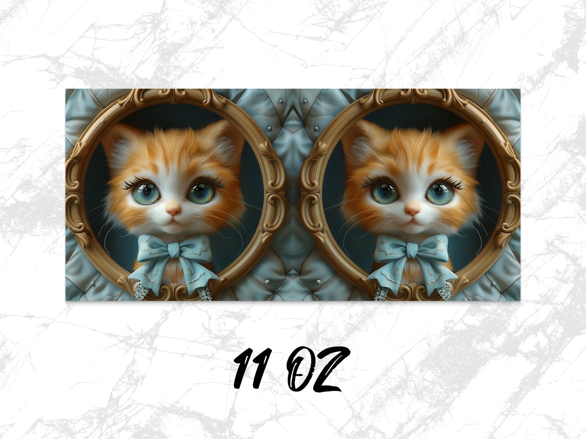Vintage Style Cat Art Mug, 11oz Cute Kitten Coffee Cup, Unique Cat Lover Gift, Framed Kittens Drinkware, Antique Design