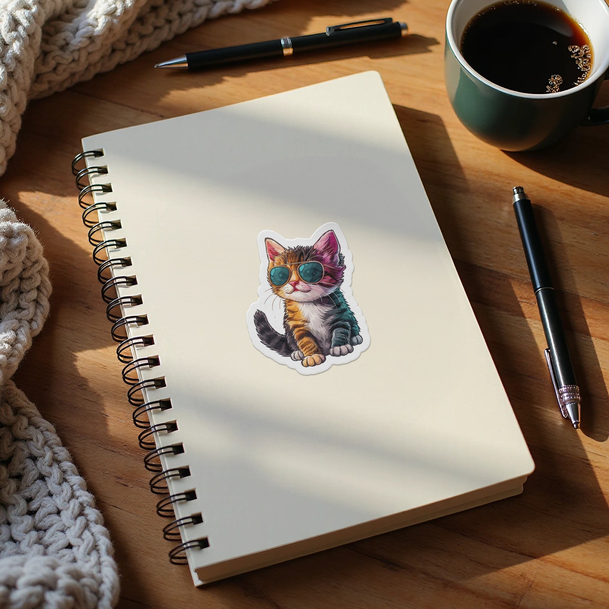 Cool Cat with Sunglasses Sticker Notebook product