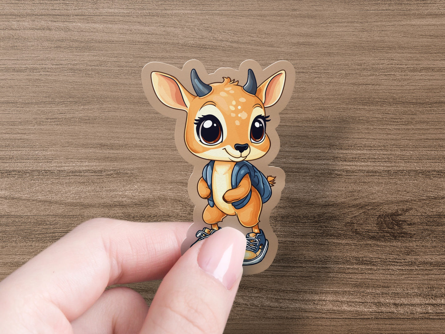 Cute Cartoon Deer with Backpack Sticker product