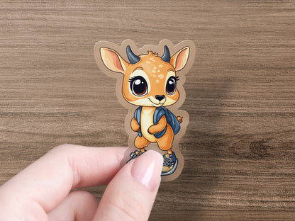 Cute Cartoon Deer with Backpack Sticker product