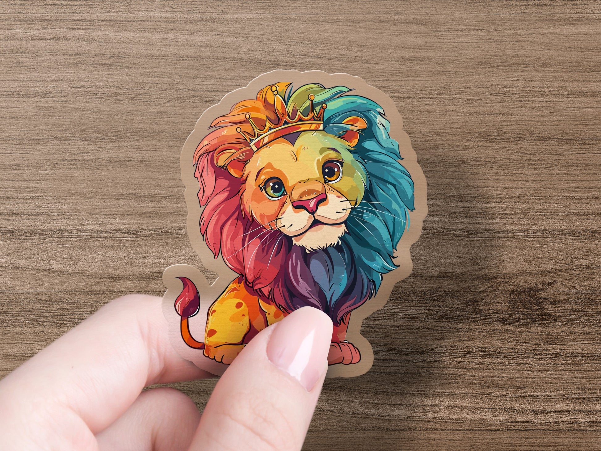 Colorful Crowned Lion Sticker Vibrant Decor product