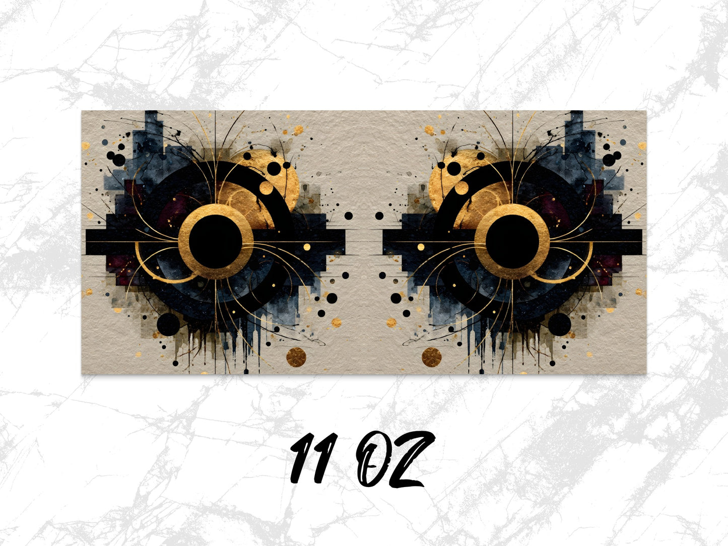 Abstract Art Print, Modern Gold Black Wall Art, Symmetrical Ink Splatter Decor, 11 Oz Canvas, Contemporary Home Decoration