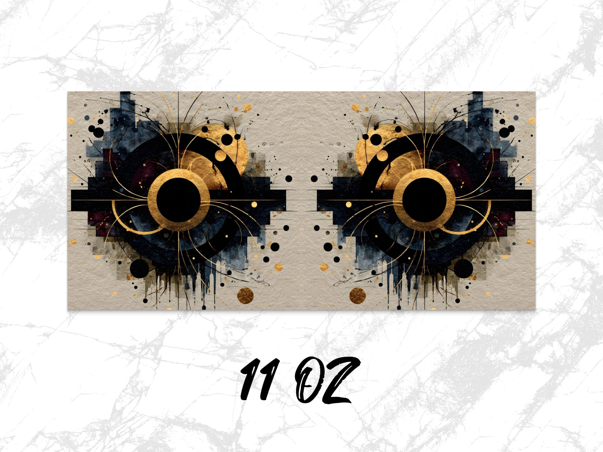 Abstract Art Print, Modern Gold Black Wall Art, Symmetrical Ink Splatter Decor, 11 Oz Canvas, Contemporary Home Decoration