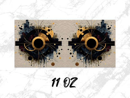 Abstract Art Print, Modern Gold Black Wall Art, Symmetrical Ink Splatter Decor, 11 Oz Canvas, Contemporary Home Decoration