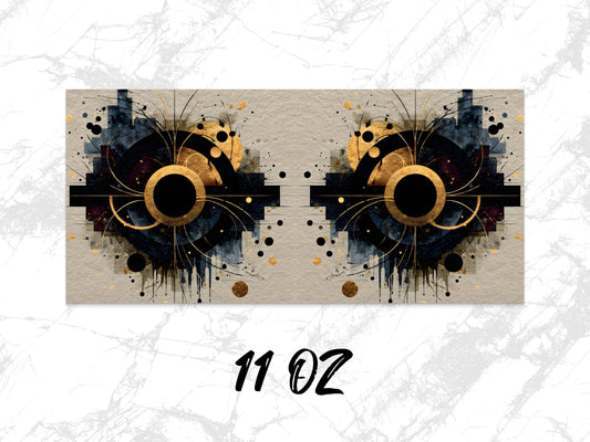 Abstract Art Print, Modern Gold Black Wall Art, Symmetrical Ink Splatter Decor, 11 Oz Canvas, Contemporary Home Decoration