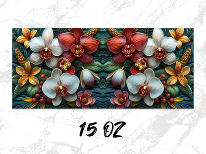 Colorful Floral Mouse Pad, Large Desk Mat, 15 oz, Vibrant Office Decor, Tropical Flowers Design