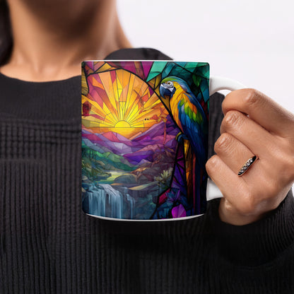 Vibrant Parrot Stained Glass Design Mug product