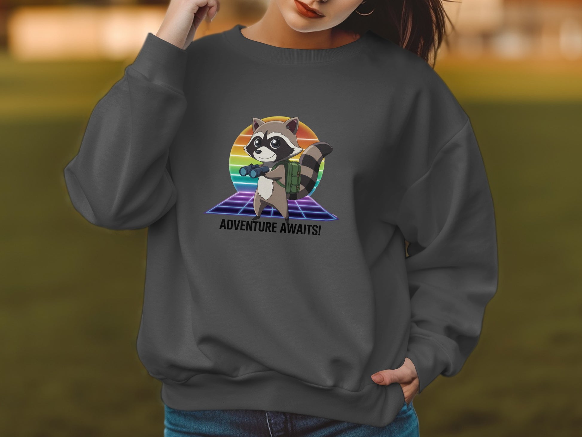 Adventure Awaits Cute Raccoon Sweatshirt product