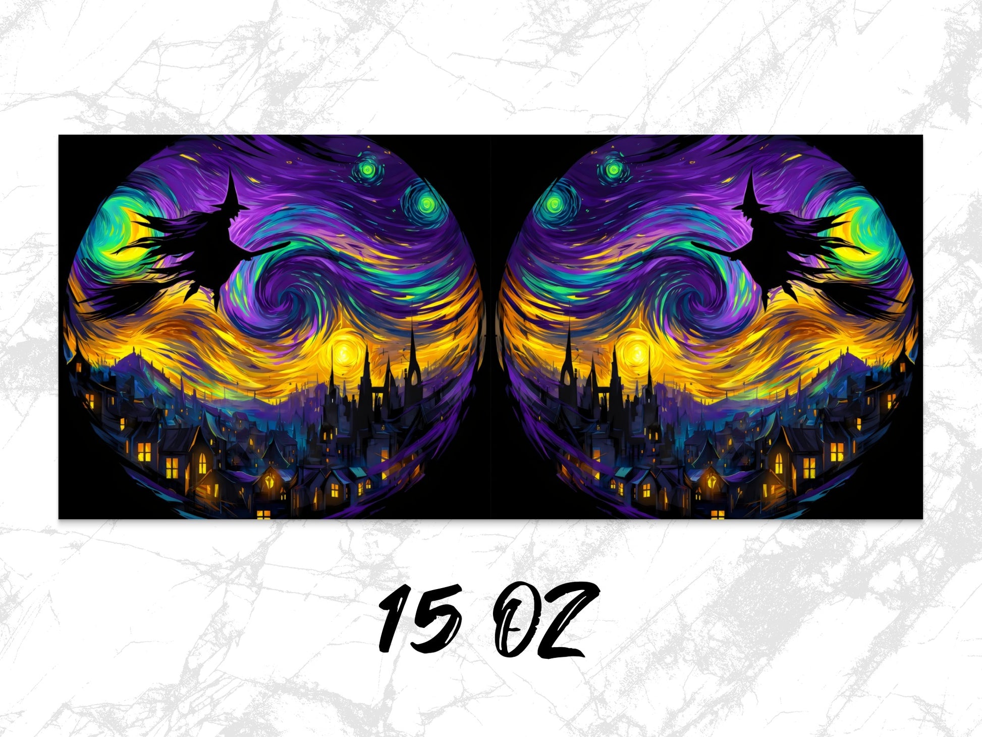 Gothic Fantasy Wall Art, Vibrant Purple Swirl, Haunted Castle Print, Spooky Home Decor, Twin Set