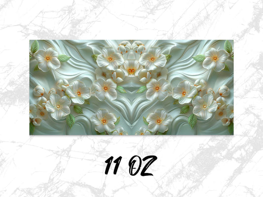 Elegant Floral Coffee Mug, White Orchid Design, 11 oz Ceramic Mug, Unique Gift Idea, Spring Flowers Decor