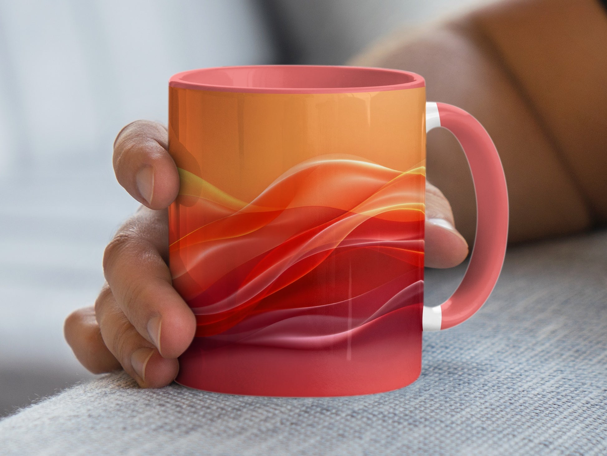 Orange and Red Wavy Design Coffee Mug product