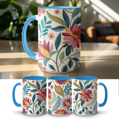 Vibrant Floral Mug with Colorful Handle and Interior product type