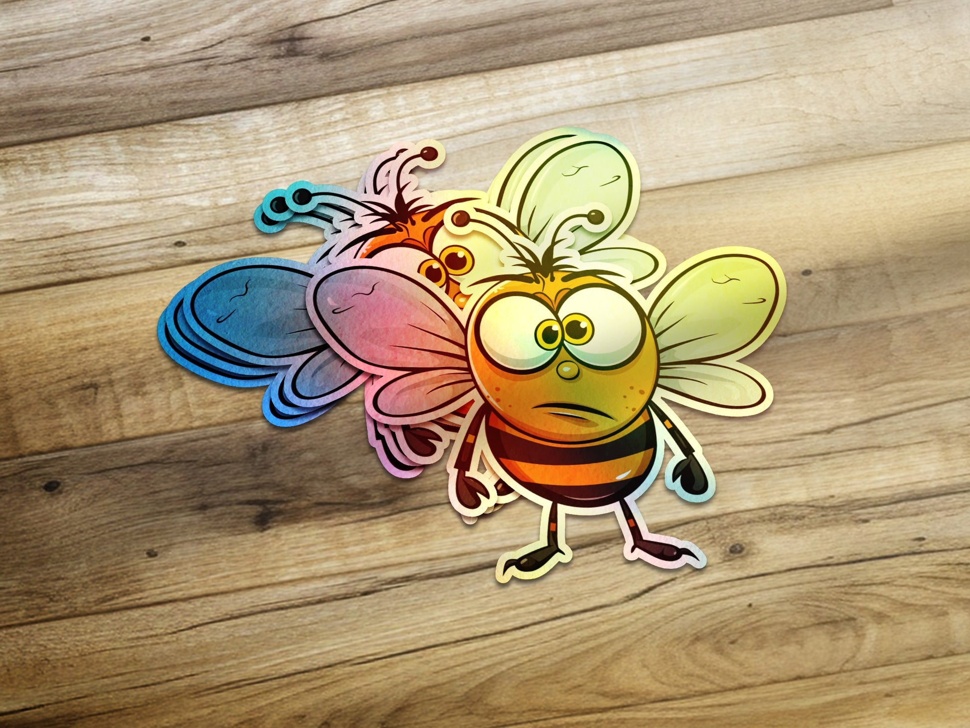 Colorful Cartoon Bee Sticker Pack for Various Uses product type