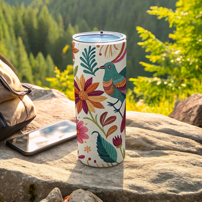Colorful Bird and Floral Design Tumbler product