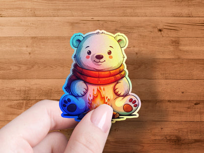 Adorable Sitting Bear with Red Scarf Sticker product type