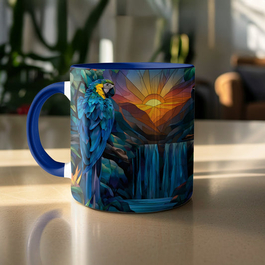 Colorful Parrot and Waterfall Art Design Mug product type