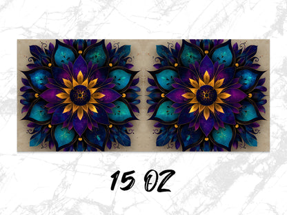Colorful Mandala Wall Art, Abstract Floral Canvas Prints, Bohemian Home Decor, 15 Oz