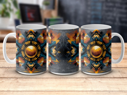 Aztec Design Coffee Mug, Tribal Pattern Ceramic Cup, Unique Southwestern Kitchen Decor, Gift Idea