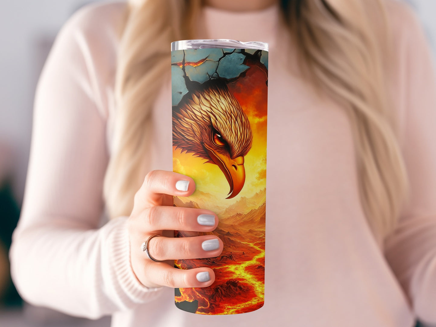 Ferocious Eagle Volcanic Landscape Artwork Tumbler product