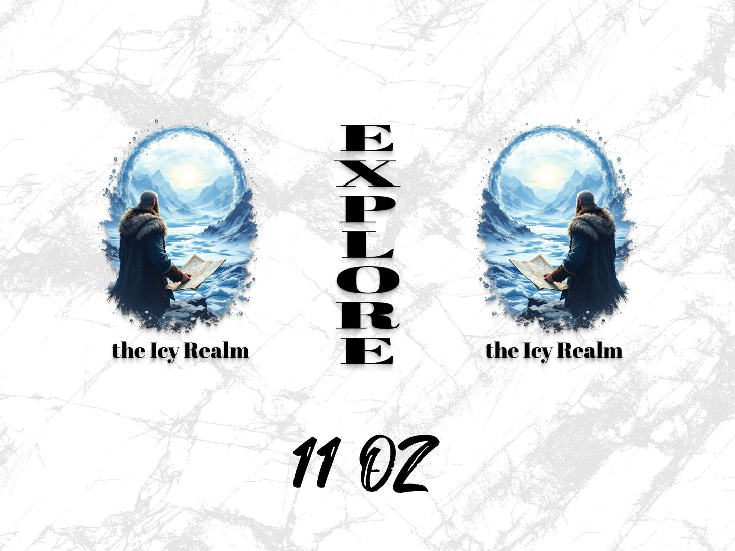 Explore The Icy Realm Mug, Arctic Explorer Art, Fantasy Wolf Design, Unique 11 oz Coffee Cup, Gift Idea
