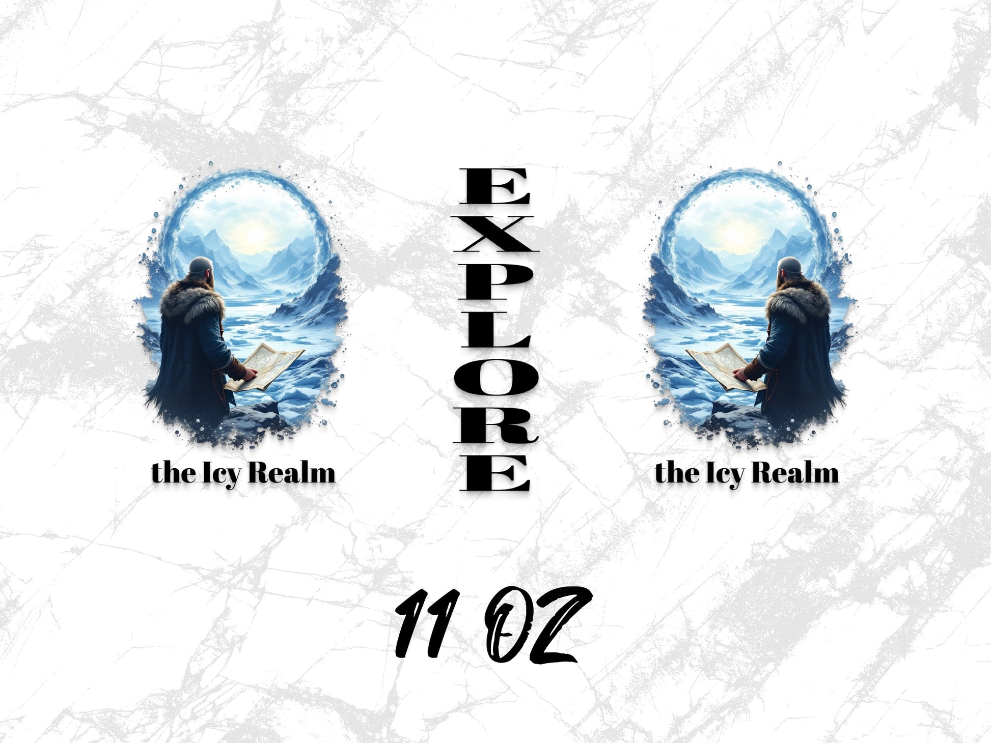 Explore The Icy Realm Mug, Arctic Explorer Art, Fantasy Wolf Design, Unique 11 oz Coffee Cup, Gift Idea