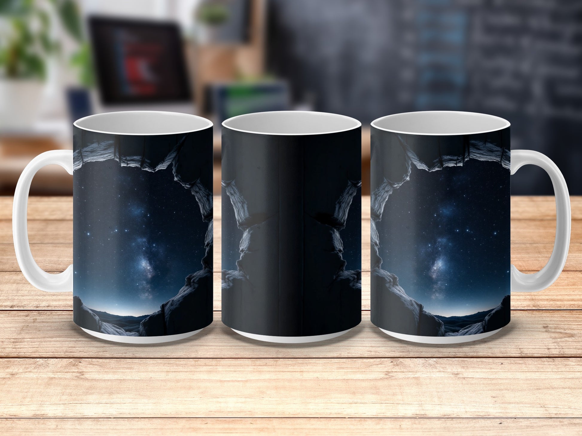 Starry Night Sky Ceramic Coffee Mug, Galaxy Print, Space Themed Kitchenware, Unique Astronomy Gift
