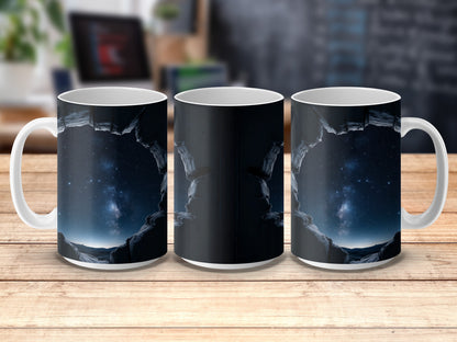 Starry Night Sky Ceramic Coffee Mug, Galaxy Print, Space Themed Kitchenware, Unique Astronomy Gift