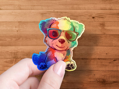Cute Rainbow Puppy with Sunglasses Sticker product