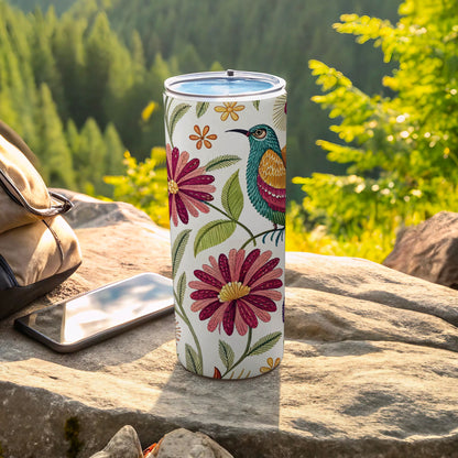 Colorful Floral and Bird Design Tumbler product type