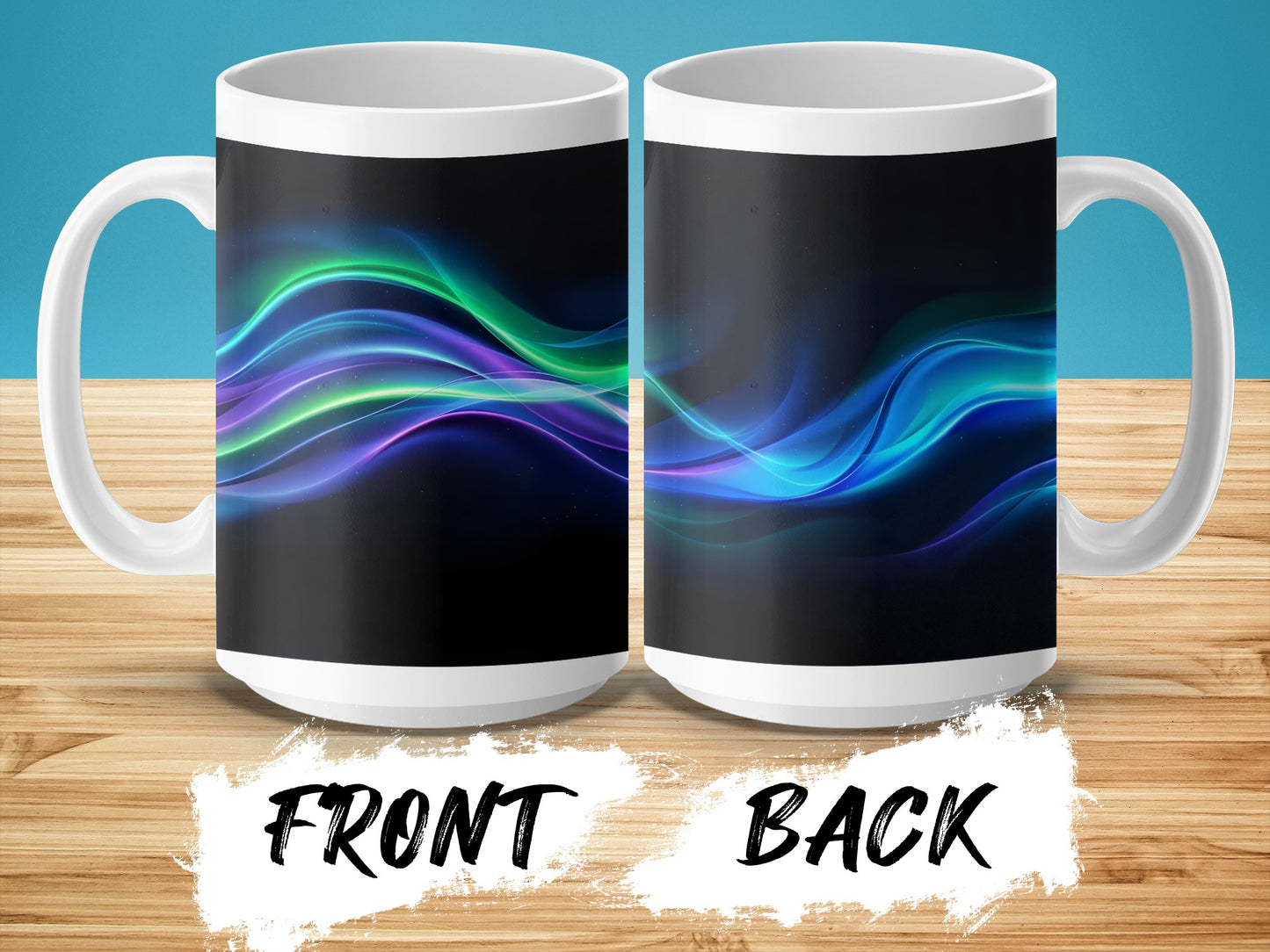 Vibrant Abstract Waves Print Ceramic Coffee Mug product