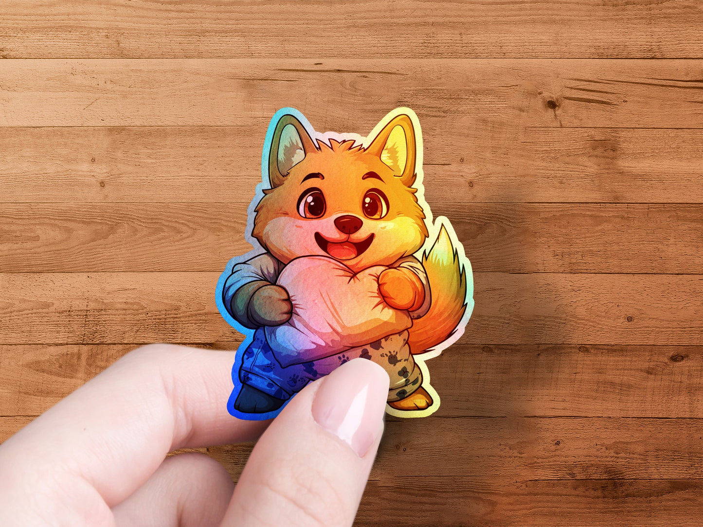 Cute Cartoon Fox Character in Pajamas Sticker product