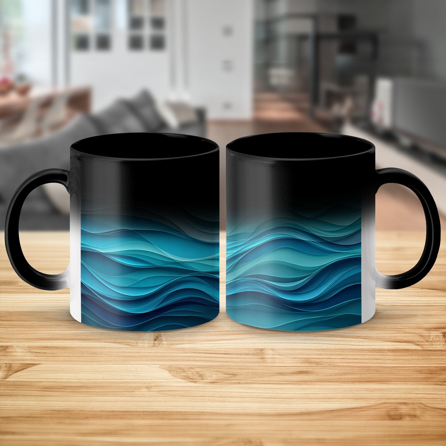 Mesmerizing Blue and Black Wave Design Coffee Mug product