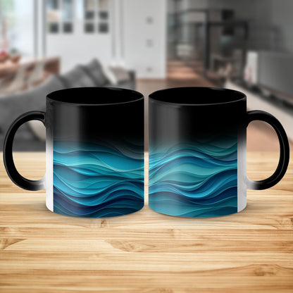Mesmerizing Blue and Black Wave Design Coffee Mug product