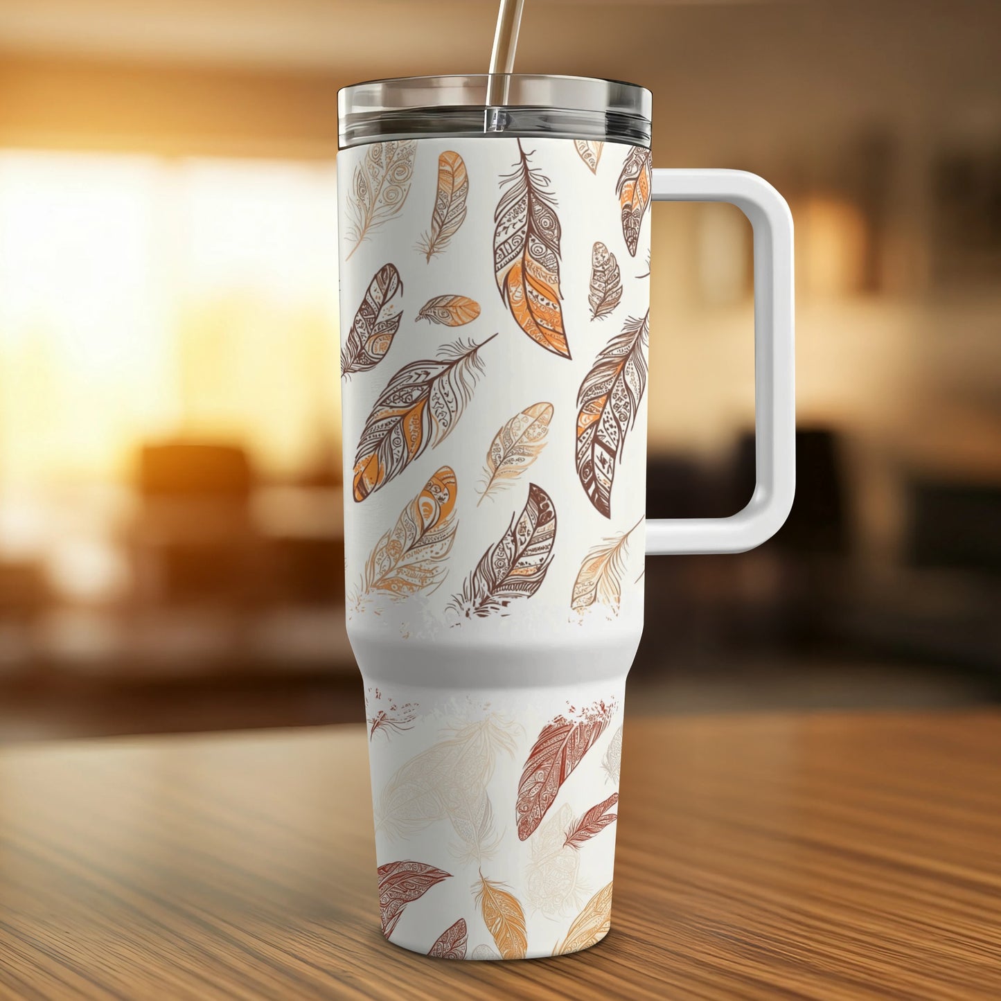 Autumn Leaves Travel Mug, Insulated Coffee Cup, Fall Theme, Leaf Print, Reusable Drinkware, Eco-Friendly Gift