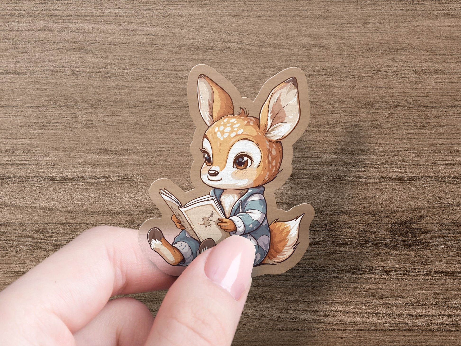 Adorable Deer Character Reading Book sticker product type