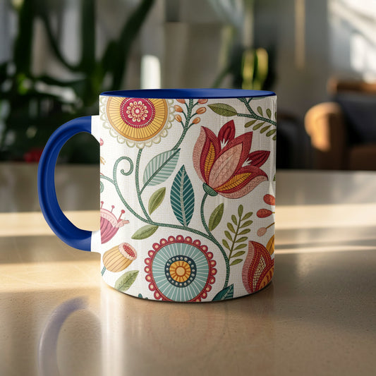 Colorful Floral Patterns on Coffee Mug product type