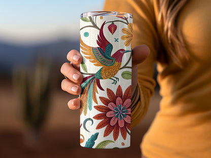 Colorful Floral and Bird Design Insulated Tumbler product