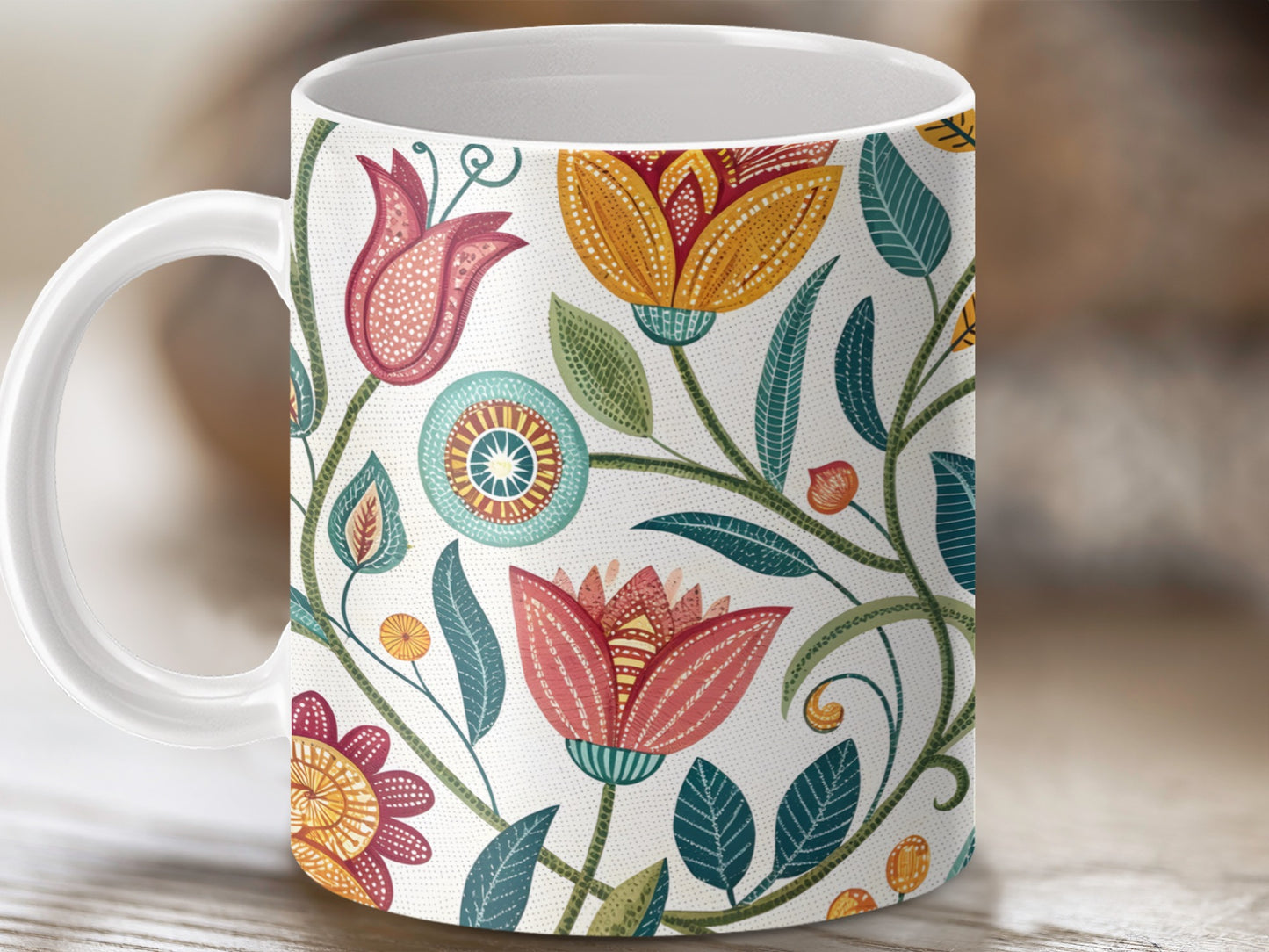 Colorful Floral Patterned Coffee Mug Product