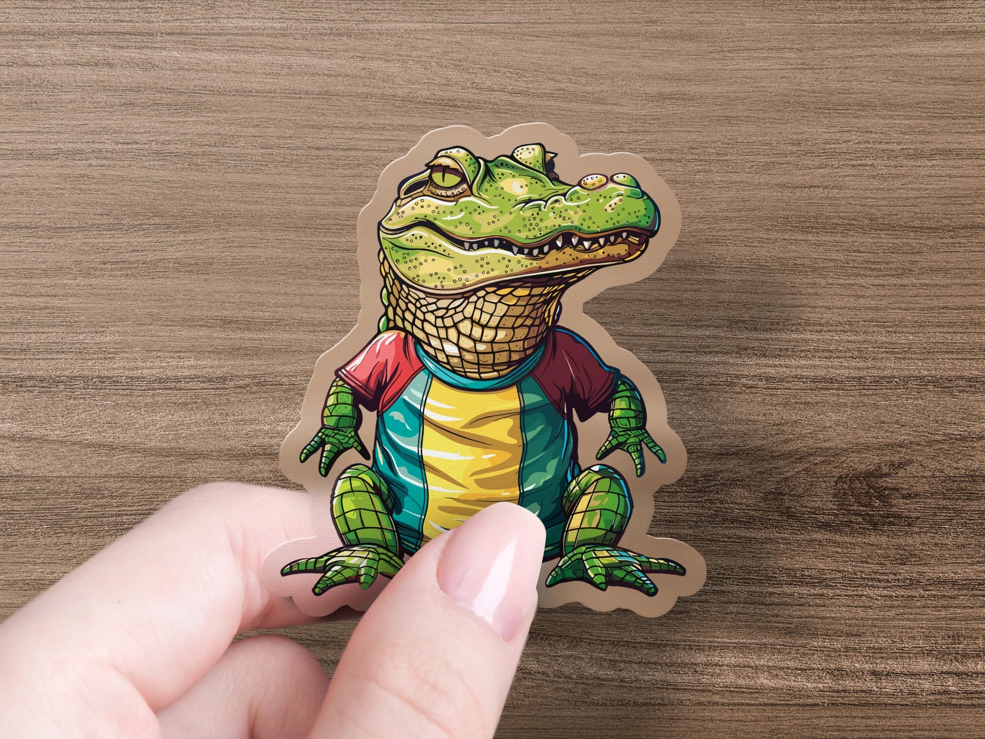 Funny Cartoon Green Alligator Sticker product