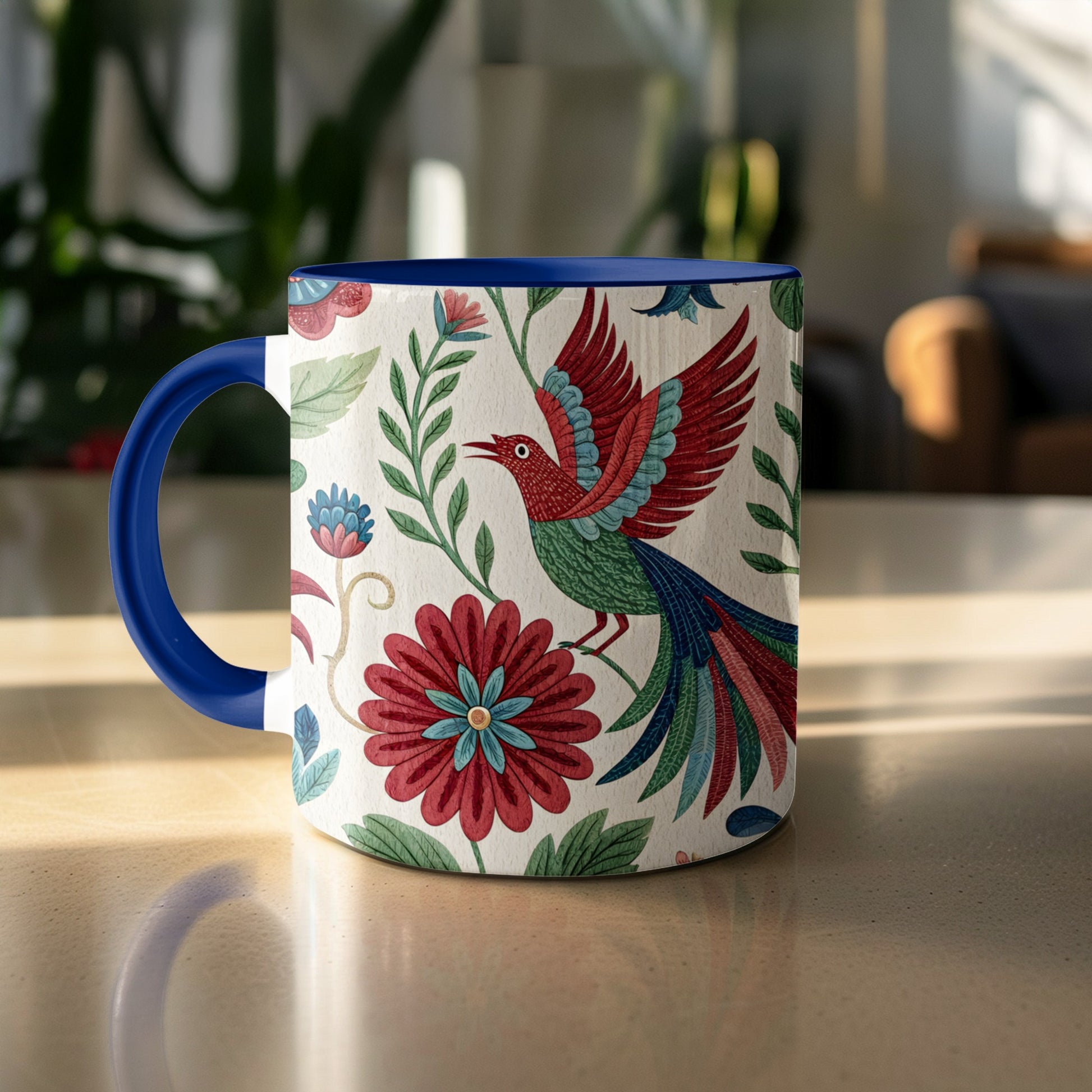 Colorful Bird and Floral Design Mug product type