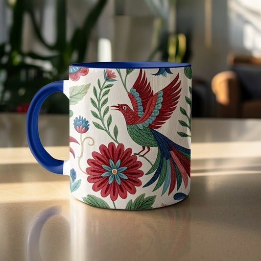 Colorful Bird and Floral Design Mug product type