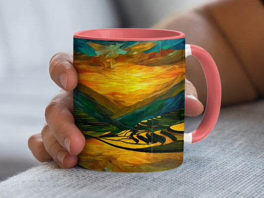 Vibrant Abstract Artistic Mountain Design Coffee Mug Product